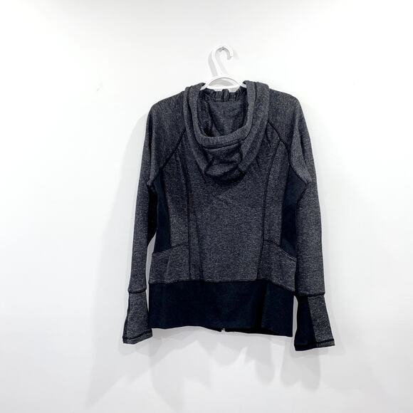 Active Life Charcoal Gray Zip Up Hoodie with Black Accent Panels - Picture 6 of 11